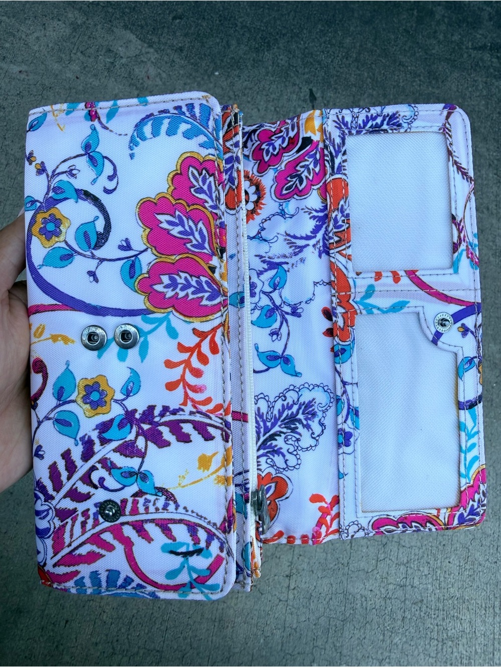 Kipling Floral Print Wallet in White, Pink, Purple, Teal, Yellow - Picture 5 of 5